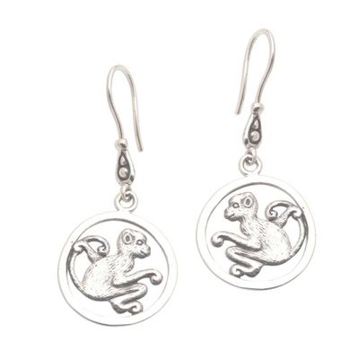 Alternate image for Sterling Silver Monkey Dangle Earrings Coy Monkey