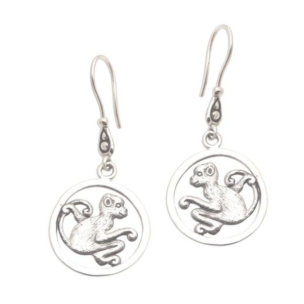 Alternate image for Sterling Silver Monkey Dangle Earrings Coy Monkey