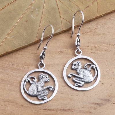 Alternate image for Sterling Silver Monkey Dangle Earrings Coy Monkey