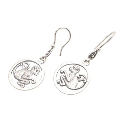 Alternate image for Sterling Silver Monkey Dangle Earrings Coy Monkey