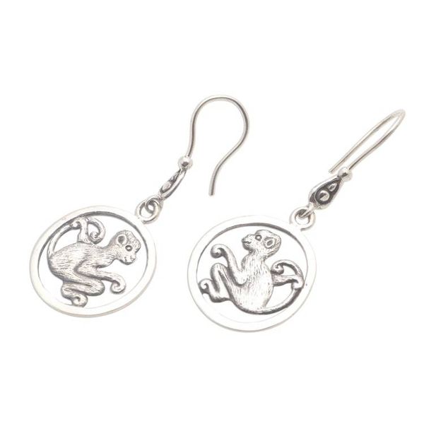 Alternate image for Sterling Silver Monkey Dangle Earrings Coy Monkey