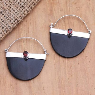 Alternate image for Artisan Crafted Garnet and Sterling Silver Drop Earrings Basket of Beauty
