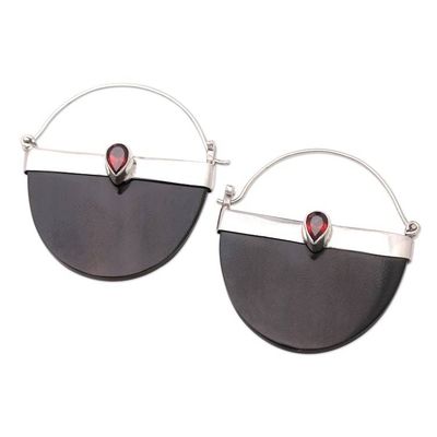 Alternate image for Artisan Crafted Garnet and Sterling Silver Drop Earrings Basket of Beauty