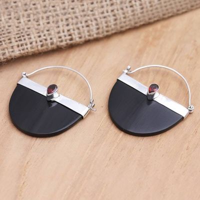 Alternate image for Artisan Crafted Garnet and Sterling Silver Drop Earrings Basket of Beauty