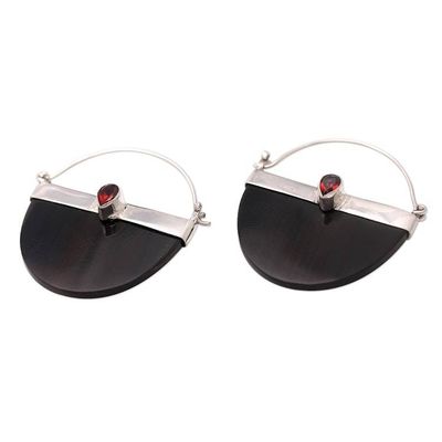 Alternate image for Artisan Crafted Garnet and Sterling Silver Drop Earrings Basket of Beauty
