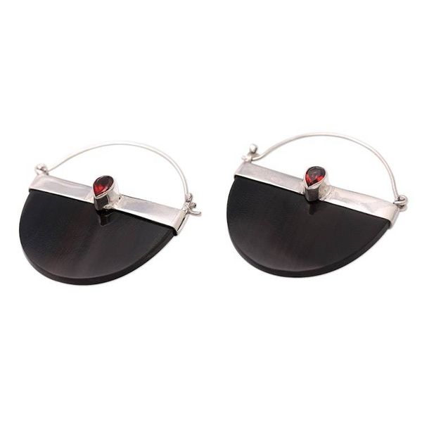 Alternate image for Artisan Crafted Garnet and Sterling Silver Drop Earrings Basket of Beauty