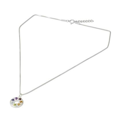 Alternate image for Artisan Crafted Silver and Gemstone Chakra Pendant Necklace Chakra Honor Wheel