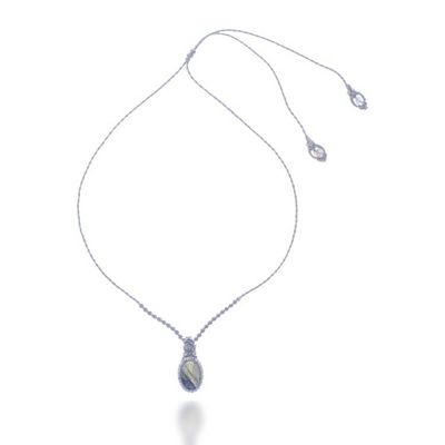 Alternate image for Bohemian Adjustable Labradorite Macrame Pendant Necklace Grey Grandeur