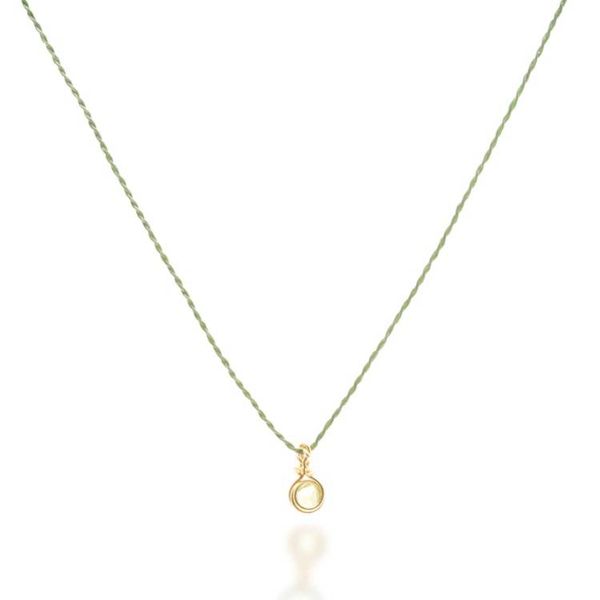 Alternate image for Gold-Plated Copper Wire Pendant Necklace with Peridot Stone Green Wrap