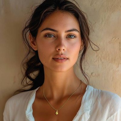 Alternate image for Gold-Plated Copper Wire Pendant Necklace with Peridot Stone Green Wrap