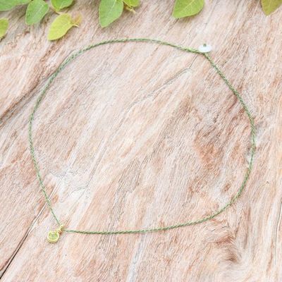 Alternate image for Gold-Plated Copper Wire Pendant Necklace with Peridot Stone Green Wrap