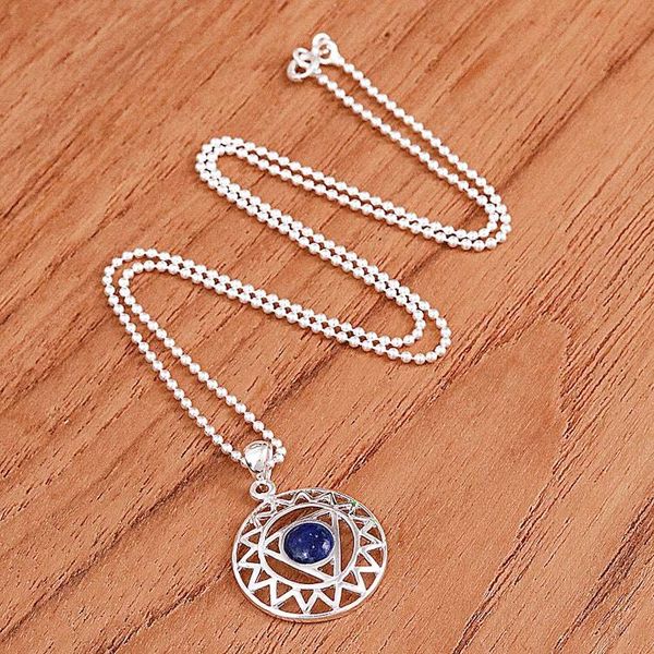Alternate image for Star and Geometric-Themed Lapis Lazuli Pendant Necklace Triangle of Intellect