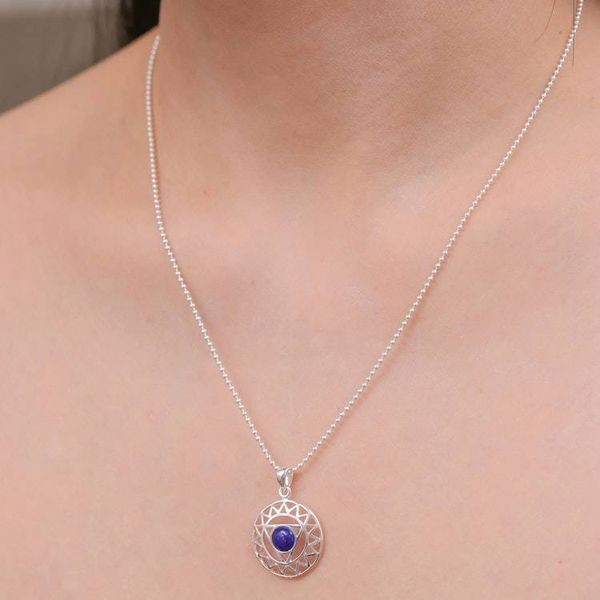 Alternate image for Star and Geometric-Themed Lapis Lazuli Pendant Necklace Triangle of Intellect