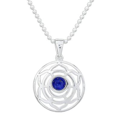 Alternate image for Rose-Themed Lapis Lazuli Pendant Necklace from Thailand Regal Rose
