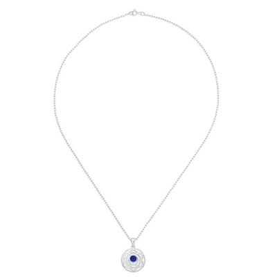 Alternate image for Rose-Themed Lapis Lazuli Pendant Necklace from Thailand Regal Rose
