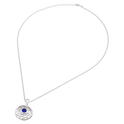 Alternate image for Rose-Themed Lapis Lazuli Pendant Necklace from Thailand Regal Rose