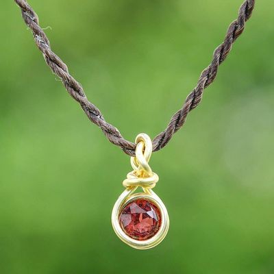 Primary image for 18k Gold-Plated Copper Wire Pendant Necklace with Garnet Gem Red Wrap