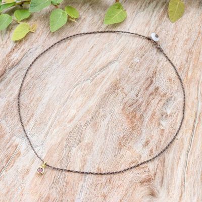 Alternate image for 18k Gold-Plated Copper Wire Pendant Necklace with Garnet Gem Red Wrap