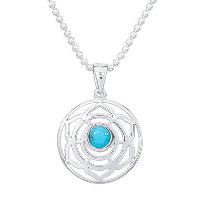 Alternate image for Rose-Themed Recon Turquoise Pendant Necklace from Thailand Peaceful Rose