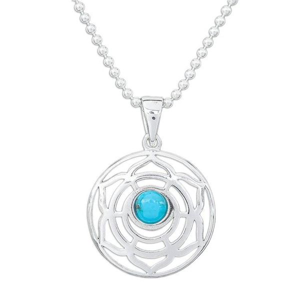 Alternate image for Rose-Themed Recon Turquoise Pendant Necklace from Thailand Peaceful Rose