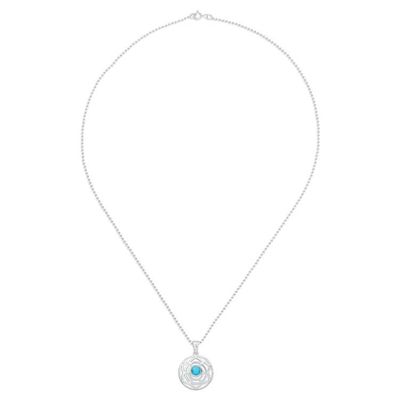 Alternate image for Rose-Themed Recon Turquoise Pendant Necklace from Thailand Peaceful Rose