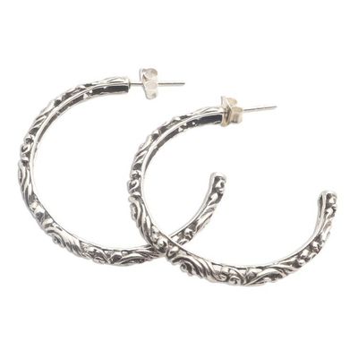 Alternate image for Ornately Detailed Sterling Silver Half-Hoop Earrings High Hopes