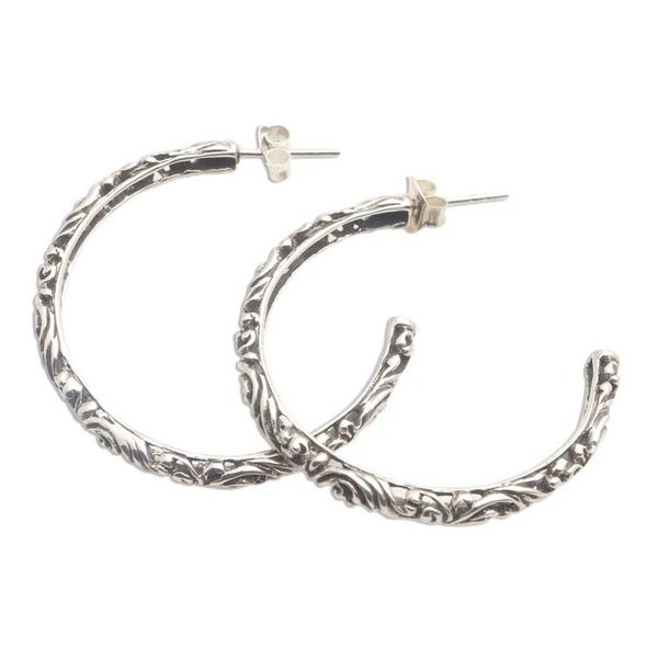 Alternate image for Ornately Detailed Sterling Silver Half-Hoop Earrings High Hopes