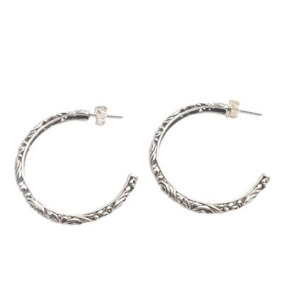 Alternate image for Ornately Detailed Sterling Silver Half-Hoop Earrings High Hopes