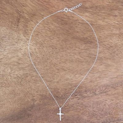 Alternate image for Brushed-Satin Sterling Silver and CZ Cross Necklace Fabulous Cross