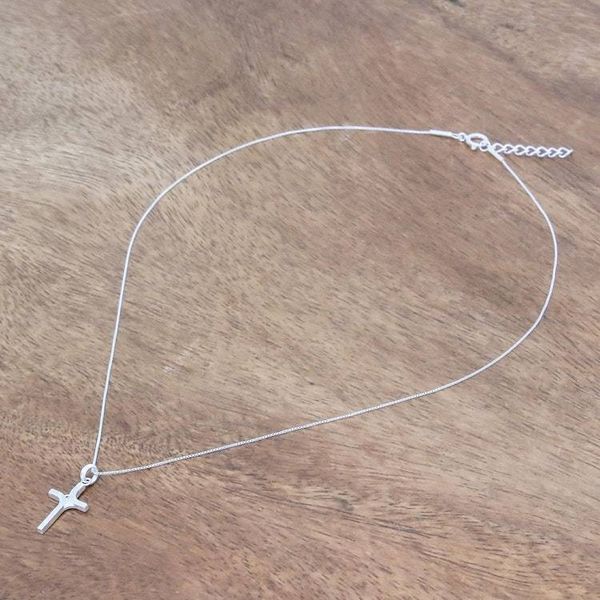 Alternate image for Brushed-Satin Sterling Silver and CZ Cross Necklace Fabulous Cross