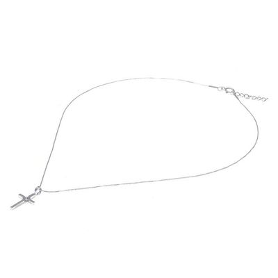 Alternate image for Brushed-Satin Sterling Silver and CZ Cross Necklace Fabulous Cross