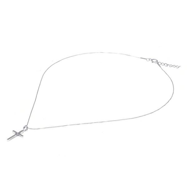 Alternate image for Brushed-Satin Sterling Silver and CZ Cross Necklace Fabulous Cross