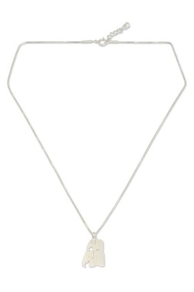 Alternate image for Modern Silver Thai Elephant Necklace Elephant Brothers