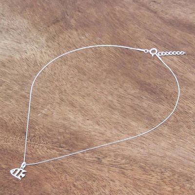 Alternate image for Brushed-Satin Sterling Silver Fish Pendant Necklace Lovely Fish