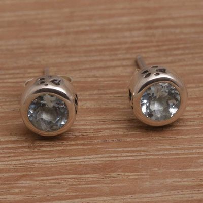 Primary image for Blue Topaz and Sterling Silver Stud Earrings from Bali Glistening Paws
