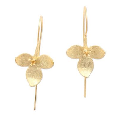Alternate image for Hand Crafted Gold-Plated Drop Earrings Lobelia Flower