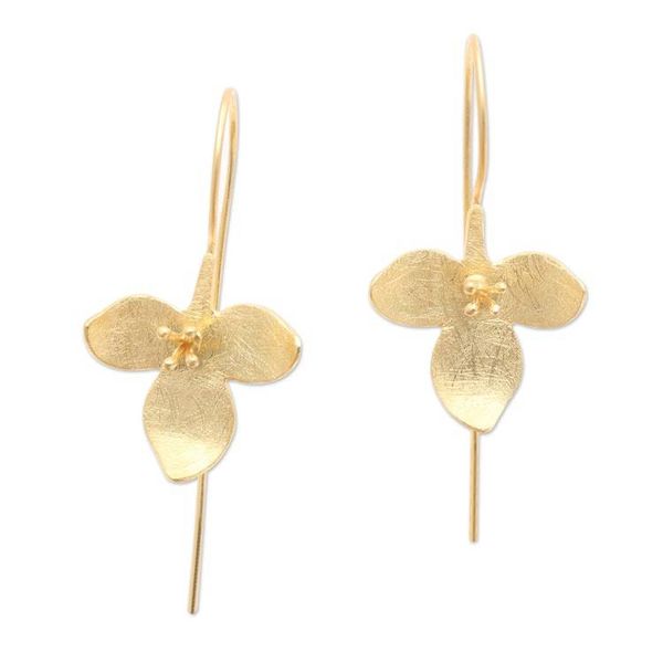 Alternate image for Hand Crafted Gold-Plated Drop Earrings Lobelia Flower
