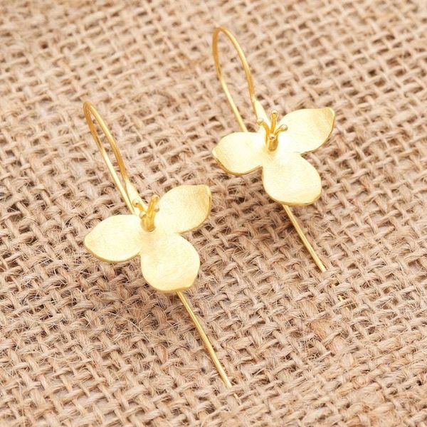 Alternate image for Hand Crafted Gold-Plated Drop Earrings Lobelia Flower