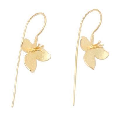 Alternate image for Hand Crafted Gold-Plated Drop Earrings Lobelia Flower