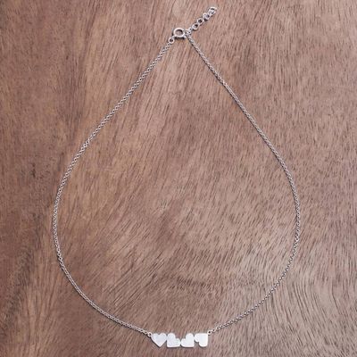 Alternate image for Heart Motif Sterling Silver Pendant Necklace from Thailand Four Hearts