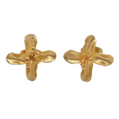 Alternate image for Gold-Plated Floral Stud Earrings Agapanthus Flower