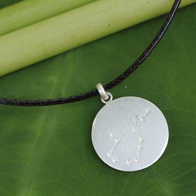 Primary image for Brushed Sterling Silver and White Topaz Aquarius Necklace Constellation Aquarius