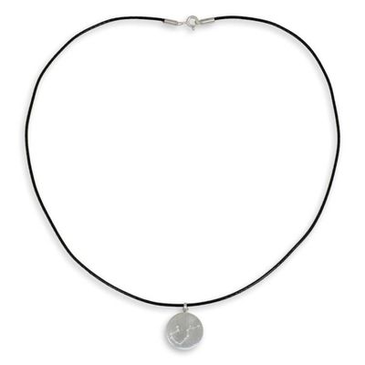 Alternate image for Brushed Sterling Silver and White Topaz Aquarius Necklace Constellation Aquarius
