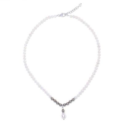 Alternate image for Cultured Freshwater Pearl and Hematite Pendant Necklace By the Sea