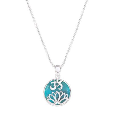 Alternate image for Turquoise and Sterling Silver Om Pendant Necklace Spirit of Om in Turquoise