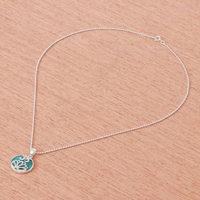 Alternate image for Turquoise and Sterling Silver Om Pendant Necklace Spirit of Om in Turquoise
