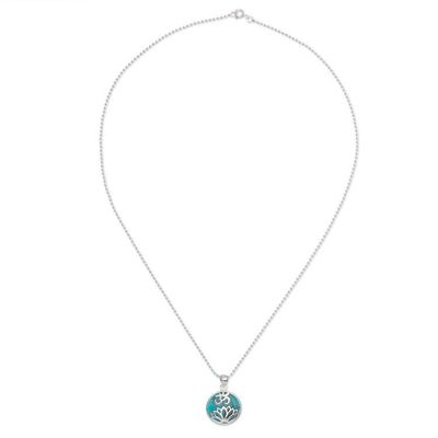 Alternate image for Turquoise and Sterling Silver Om Pendant Necklace Spirit of Om in Turquoise