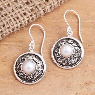 Alternate image for Sterling Silver Cultured Pearl Dangle Earrings Pearl Crinkle