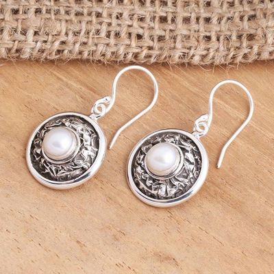 Alternate image for Sterling Silver Cultured Pearl Dangle Earrings Pearl Crinkle