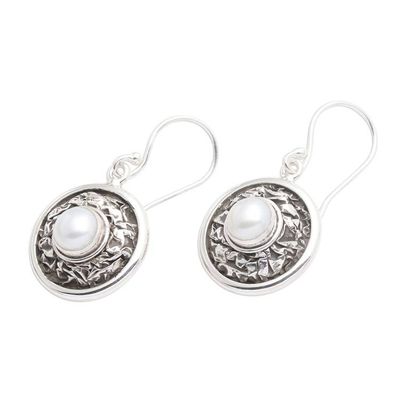 Alternate image for Sterling Silver Cultured Pearl Dangle Earrings Pearl Crinkle